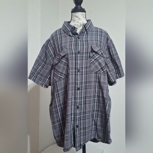 Harley-Davidson Men's Gray Plaid Short Sleeve Button-Down Shirt